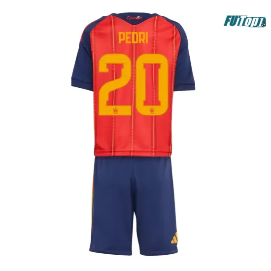 Camiseta Pedri 20 España Local 2026 Rojo/Azul Niño Kit