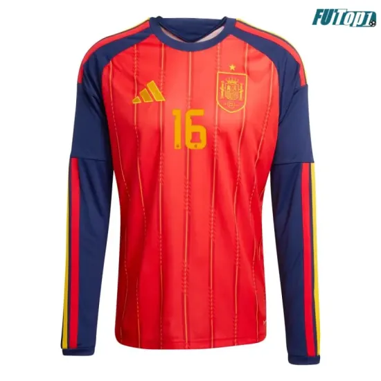 Camiseta Rodrigo 16 España Local 2026 ML Rojo/Azul