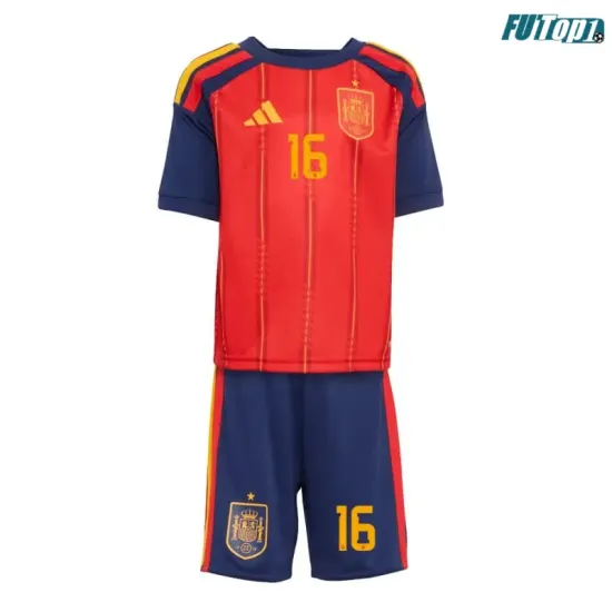 Camiseta Rodrigo 16 España Local 2026 Rojo/Azul Niño Kit
