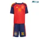 Camiseta Rodrigo 16 España Local 2026 Rojo/Azul Niño Kit