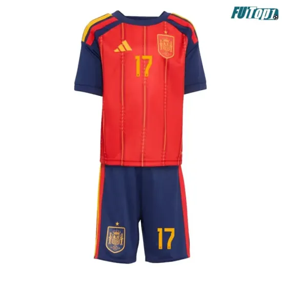 Camiseta Williams Jr 17 España Local 2026 Rojo/Azul Niño Kit