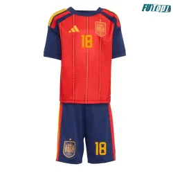 Camiseta Zubimendi 18 España Local 2026 Rojo/Azul Niño Kit