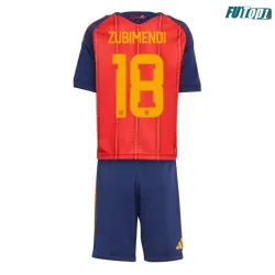 Camiseta Zubimendi 18 España Local 2026 Rojo/Azul Niño Kit