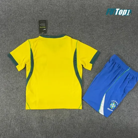 Camiseta Brasil Local Mundial 2026 Amarillo Niño Kit