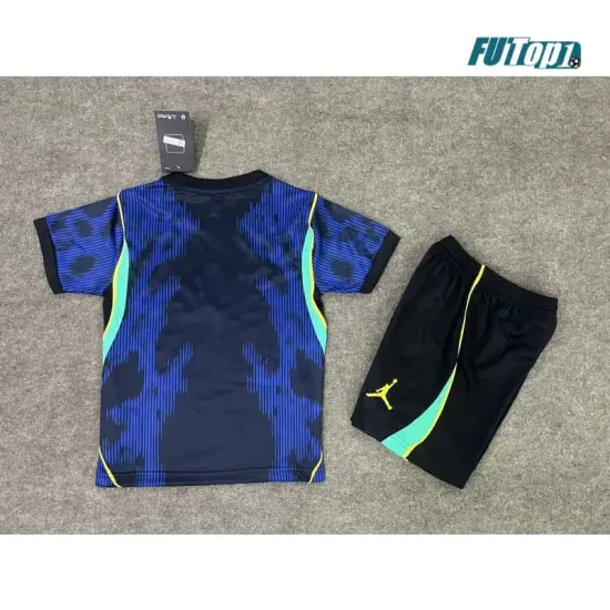 Camiseta Brasil Visitante Mundial 2026 Azul Niño Kit