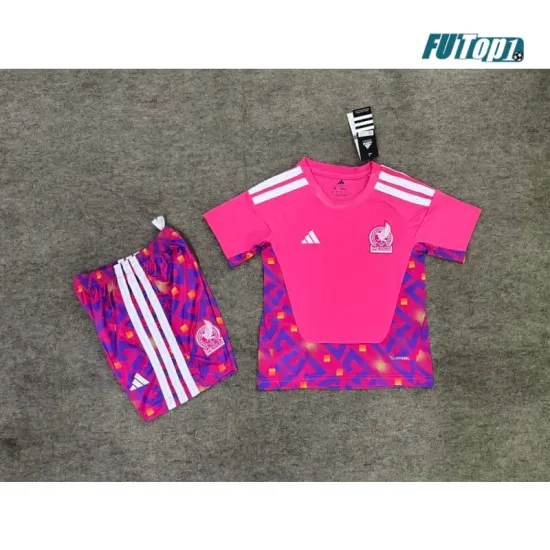Camiseta de Portero México Local Mundial 2026 Rosa Niño Kit