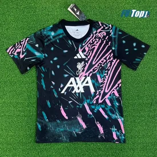 Camiseta Liverpool 2025/2026 Pre-Match Negro/Rosa/Azul