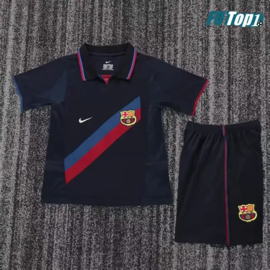 Camiseta Barcelona Alternativo Retro 2002/2003 Rojo/Azul Niño Kit