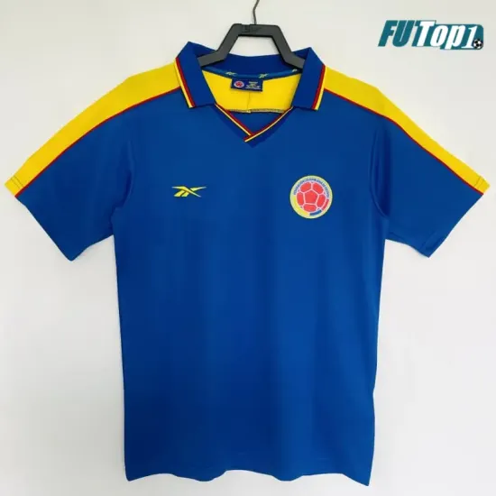 Camiseta Colombia Visitante Retro 1998 Azul/Amarillo