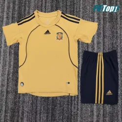 Camiseta España Visitante Retro 2008 Amarillo Niño Kit