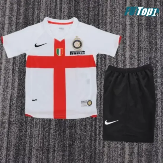 Camiseta Inter de Milan Visitante Retro 2007/2008 Blanco/Rojo Niño Kit