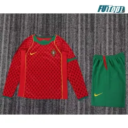 Camiseta Portugal Local Retro 2004 ML Rojo/Verde Niño Kit