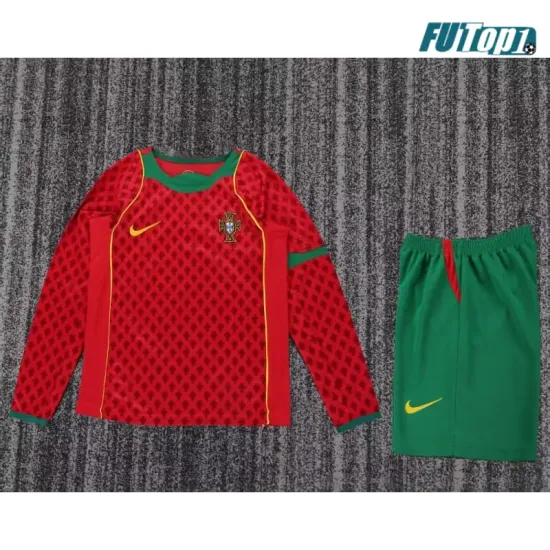 Camiseta Portugal Local Retro 2004 ML Rojo/Verde Niño Kit