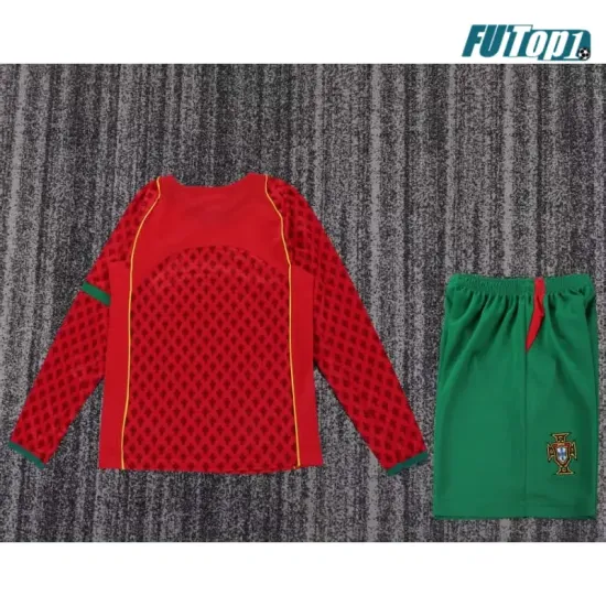 Camiseta Portugal Local Retro 2004 ML Rojo/Verde Niño Kit