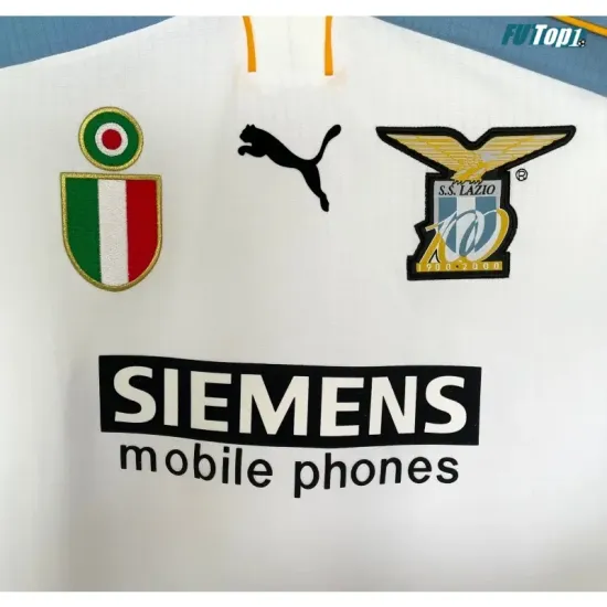 Camiseta Lazio Visitante 2000/2001 Blanco/Azul Retro