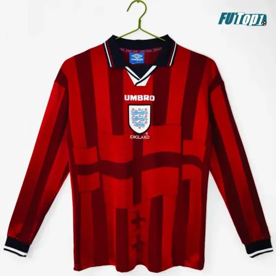 Camiseta Inglaterra Visitante 1998 ML Rojo Retro
