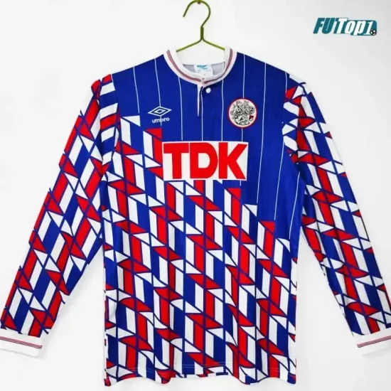 Camiseta Ajax Visitante 1989/90 ML Azul/Rojo Retro