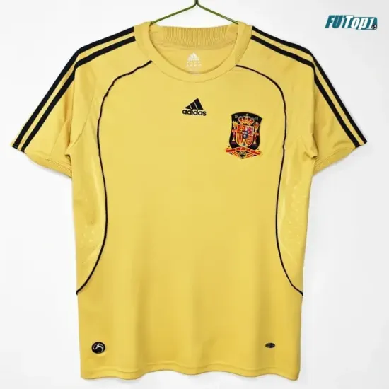 Camiseta España Visitante 2008 Amarillo Retro