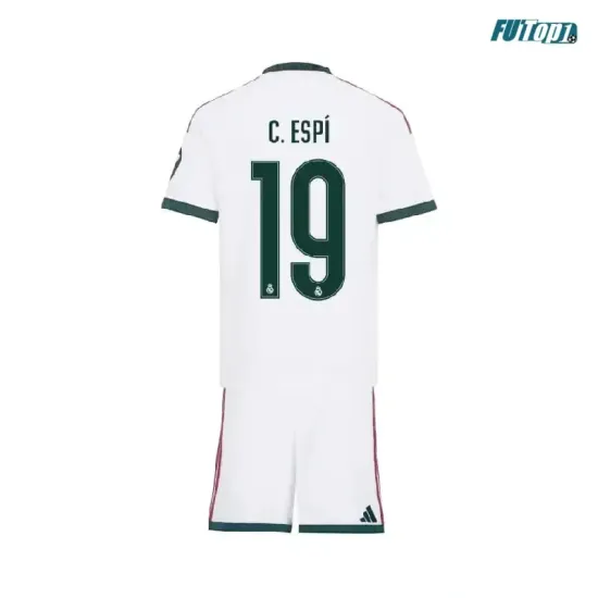 Camiseta C. ESPÍ 19 Real Madrid Local 2026/2027 Blanco Niño Kit con Parche HP