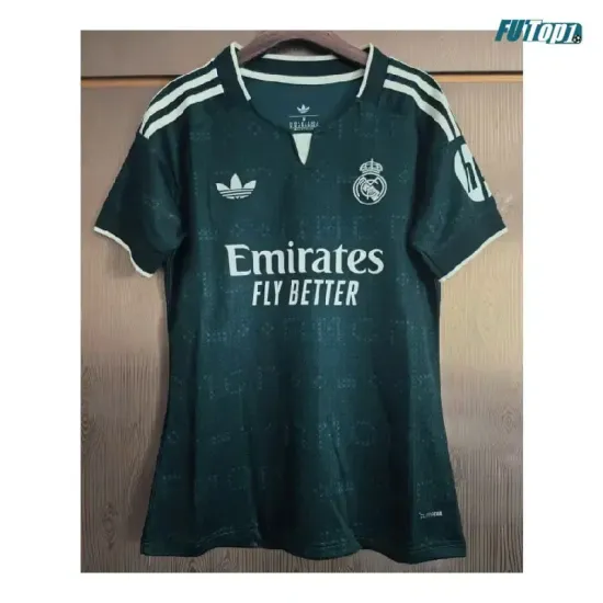 Camiseta Real Madrid Visitante 2026/2027 Verde Oscuro Mujer con Parche HP