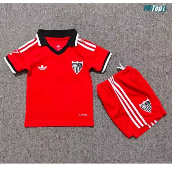 Camiseta Sevilla FC Visitante 2026/2027 Rojo Niño Kit con Parche La Liga