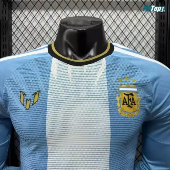 Camiseta Argentina 2026 Messi Edición Despedida ML Versión Jugador Azul/Blanco