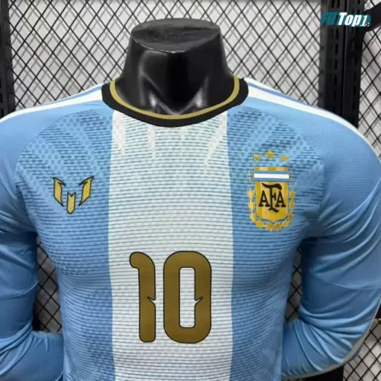 Camiseta MESSI 10 Argentina 2026 Edición Despedida ML Versión Jugador Azul/Blanco