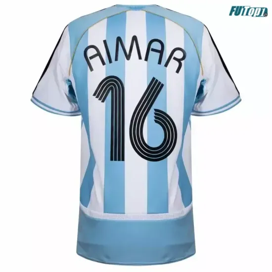 Camiseta Aimar 16 Argentina Local 2006 Azul/Blanco Retro