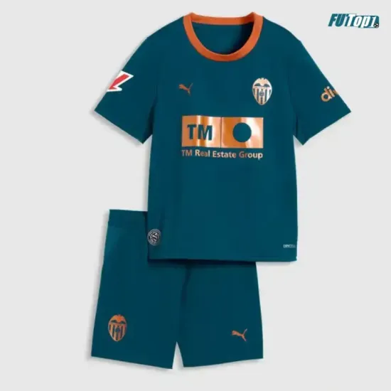 Camiseta Valencia Visitante 2026/2027 Azul Niño Kit con Parche La Liga