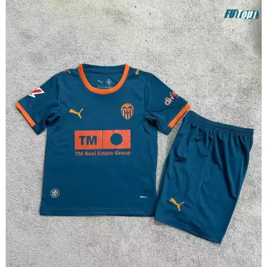 Camiseta Valencia Visitante 2026/2027 Azul Niño Kit con Parche La Liga
