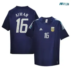 Camiseta Aimar 16 Argentina Visitante 2002 Azul Marino Retro