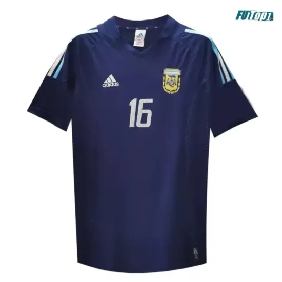 Camiseta Aimar 16 Argentina Visitante 2002 Azul Marino Retro
