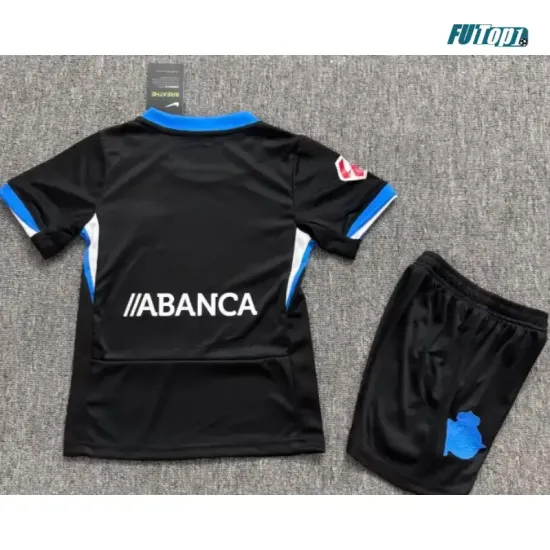 Camiseta Deportivo de La Coruña Visitante 2026/2027 Negro Niño Kit con Parche La Liga