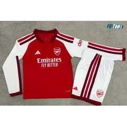 Camiseta Arsenal Local 2026/2027 ML Rojo/Blanco Niño Kit