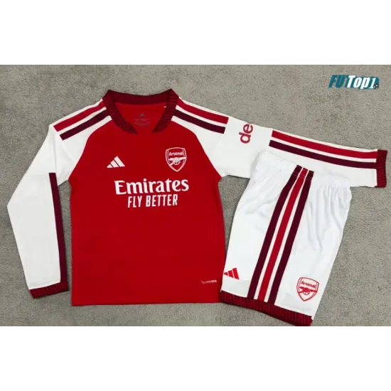 Camiseta Arsenal Local 2026/2027 ML Rojo/Blanco Niño Kit
