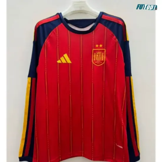 Camiseta España Local Mundial 2026 ML Rojo/Azul 2 Estrellas