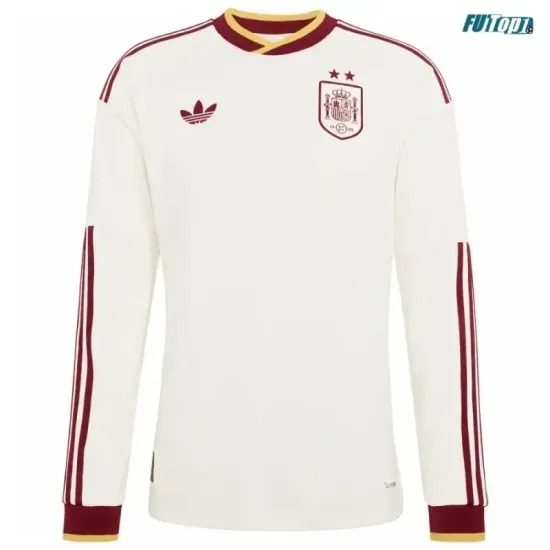 Camiseta España Visitante Mundial 2026 ML Blanco 2 Estrellas