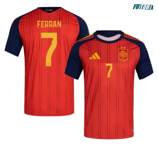 Camiseta Ferran 7 España Local Mundial 2026 Rojo/Azul 2 Estrellas