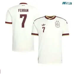 Camiseta Ferran 7 España Visitante Mundial 2026 Blanco 2 Estrellas