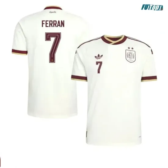 Camiseta Ferran 7 España Visitante Mundial 2026 Blanco 2 Estrellas