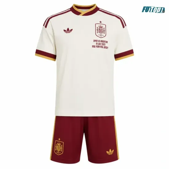 Camiseta España Visitante Mundial 2026 Blanco Niño Kit Edición Final