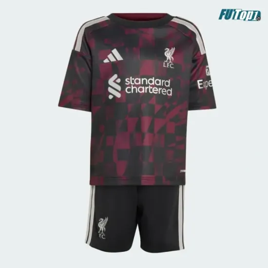 Camiseta Liverpool Alternativo 2026/2027 Negro/Rojo Oscuro Niño Kit