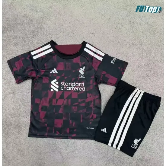 Camiseta Liverpool Alternativo 2026/2027 Negro/Rojo Oscuro Niño Kit