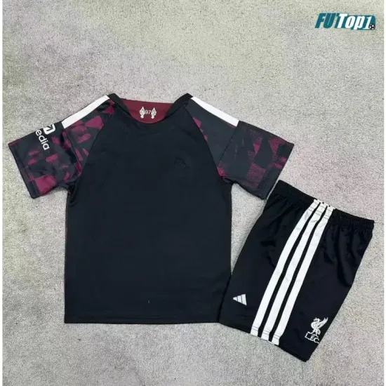 Camiseta Liverpool Alternativo 2026/2027 Negro/Rojo Oscuro Niño Kit