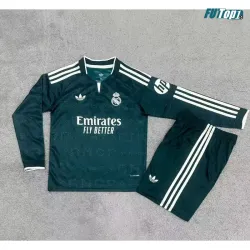 Camiseta Real Madrid Visitante 2026/2027 ML Verde Oscuro Niño Kit con Parche HP
