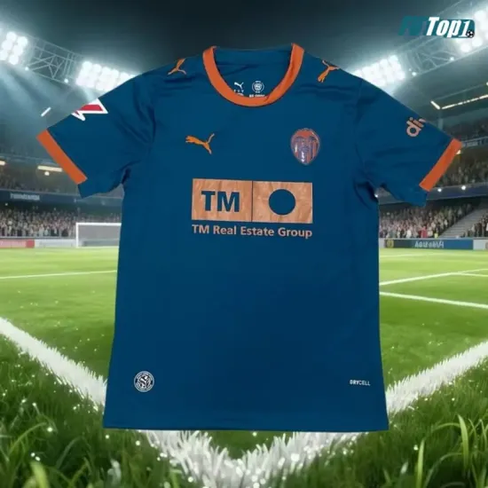 Camiseta Valencia Visitante 2026/2027 Azul con Parche La Liga