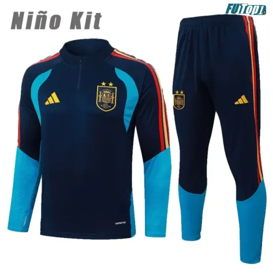 Sudadera De Entrenamiento España 2026 Niño Kit Azul Marino 2 Estrellas