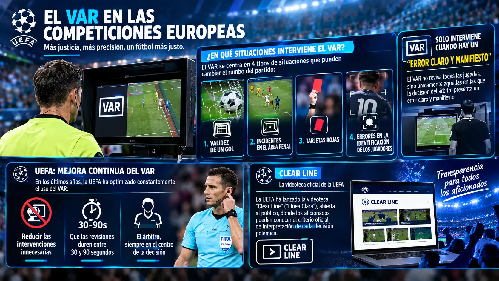 El uso generalizado de la tecnología VAR en las competiciones europeas.