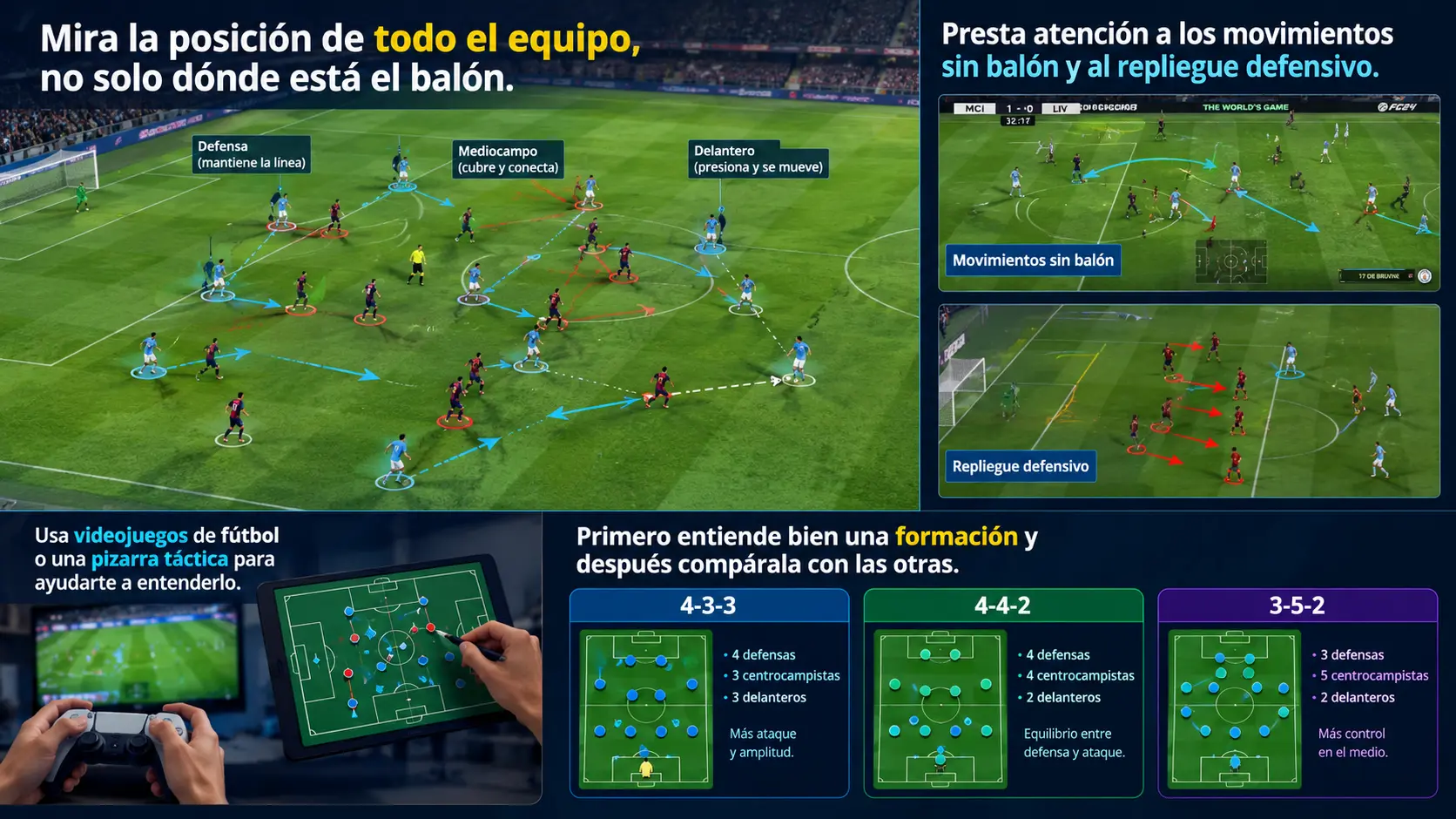Aspectos a tener en cuenta al observar las formaciones de fútbol.